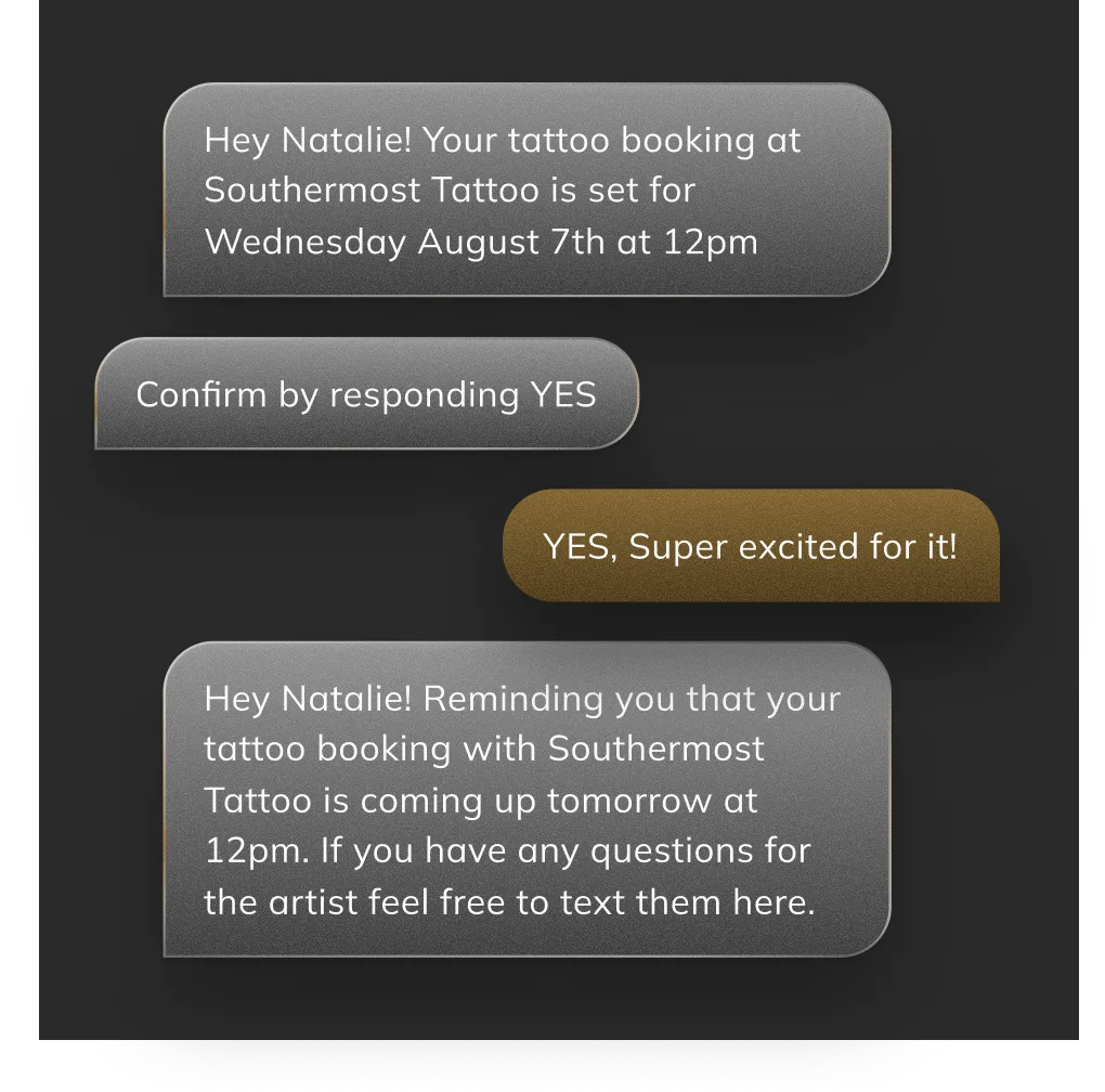TattooPro appointment reminder settings
